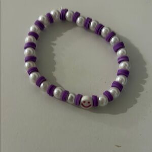 Purple and White Beaded Bracelet